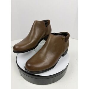 SAS Orthopedic Support Brown Leather Ankle Booties Women's 8.5 W Side Zip